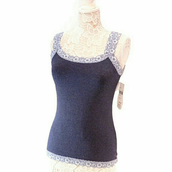NWT-HANKY PANKY SEXY CHAMBRAY & LACE TANK TOP - Picture 3 of 7